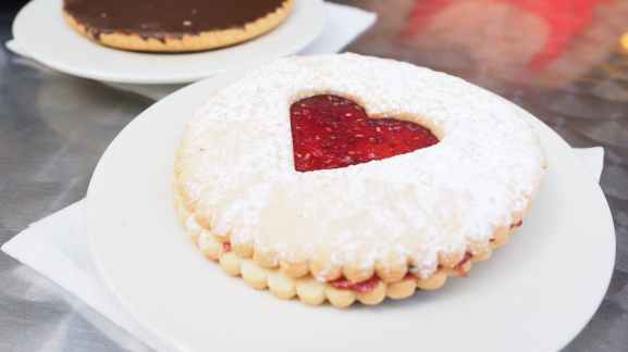 round biscuit with heart jelly in center